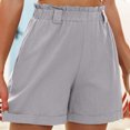 thumbnail image 5 of Ashirexll Women's Shorts, Summer Shorts for Women, Solid and Linen Summer Loose and Casual Comfortable Elastic Waist Wide Leg Pants Straight Leg Shorts, 5 of 7