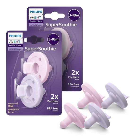 Chupetes Philips Avent lila rosa pastel para Bebés de 3 a 18 Meses