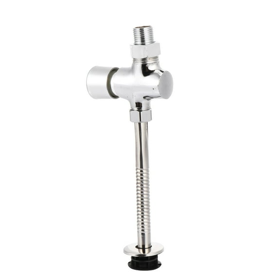 OUNONA Automatic Toilet Button Flush Valve Silver Iron Urinal Flush System 1Pcs