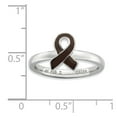 thumbnail image 4 of 925 Sterling Silver Stackable Expressions Brown Enameled Awareness Ribbon Ring Size: 8; for Adults and Teens; for Women and Men, 4 of 4