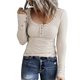 thumbnail image 1 of Womens Casual T-shirt Fashion Button V-Neck Tee Top Long Sleeves Shirts Top Summer Autumn T-shirt Slim-Fit Tee Shirts blue gray XXL, 1 of 5