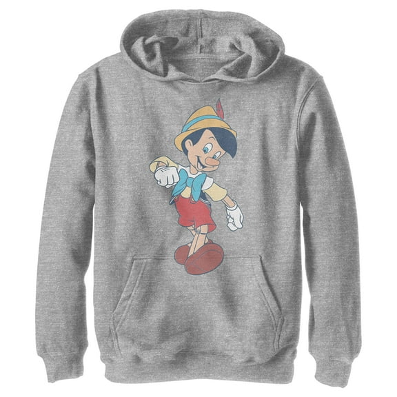 Boy's Pinocchio Real Boy Strut Pull Over Hoodie Athletic Heather Medium