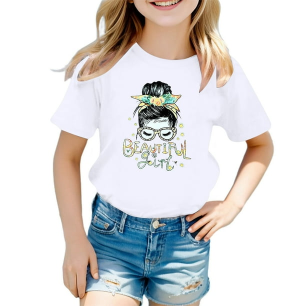 Playeras Hombre Algodon Camiseta De Manga Corta Holgada Con Cuello Redondo Y Estampado Informal A La Moda Para Niño Y Niña