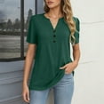 thumbnail image 2 of FYDUU Womens T Shirts Stylish Women's T-Shirts Short Sleeve Henley Tops V Neck Dressy Casual Blouses Summer Trendy Tee Shirts Versatile Wear Trendy Going Out Shirts, 2 of 5