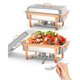 thumbnail image 1 of 2-pack 8qt rectangle stainless steel chafing dish set con lid holders - rose gold buffet warmers (food servers included), 1 of 8