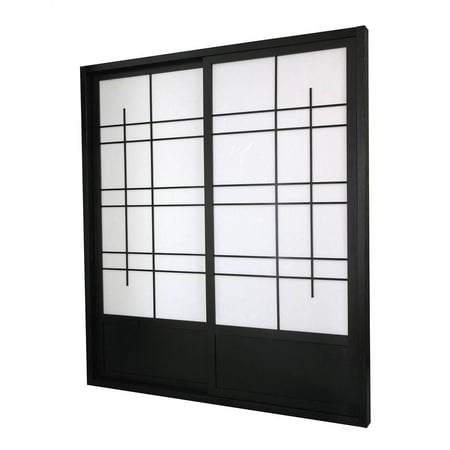7 Ft Tall Double Sided Eudes Shoji Sliding Door Kit In Black