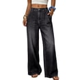 thumbnail image 4 of LEKODE Jeans Workout Clothes for Women Comfy Pants Women Stretch Pants for Women Mom Jeans Palazzo Pants for Women Boho Pants Baggy Pants Women's Straight Leg Jeans Black L, 4 of 6