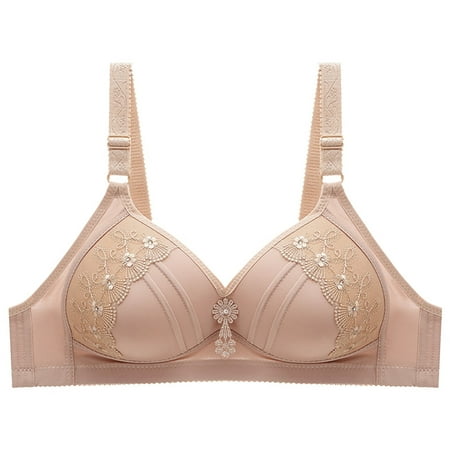 

Bra Womens Plus Size Bra No Steel Ring With Chest Pad Comfort Bra Polyester running sports bras for women Khaki