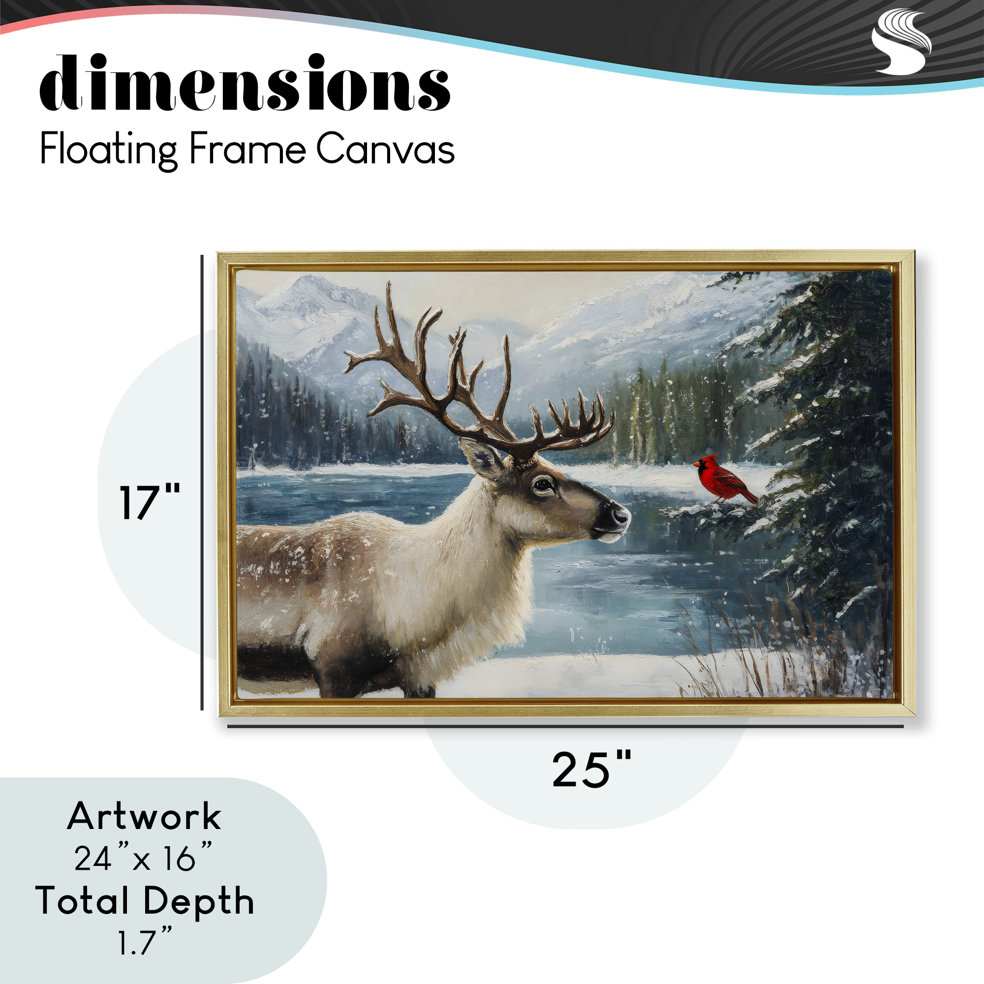 Christmas Conversation In Wild Gold Framed Floater Canvas Wall Art, design by Petal Prints Design