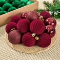 thumbnail image 3 of Cheapark 15 Pcs Flocked Velvet Christmas Balls - Soft Velour Finish, Shatterproof Plastic Ornaments for Xmas Tree Hanging Decor, 3 of 8