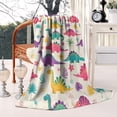 thumbnail image 4 of Colorful Dinosaur and Tropical Pattern Blanket,Comfortable Soft Lamb Wool Throw Blanket,All Season,Warm Lightweight Blankets for Sofa Bed Couch Living Room Chair,50"x60", 4 of 4