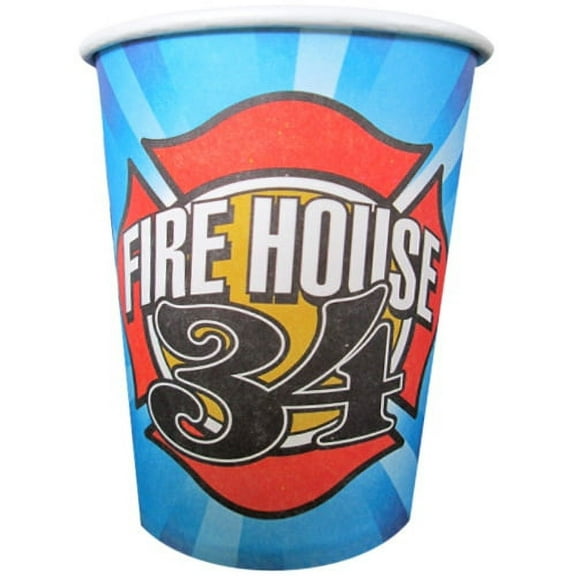 Firefighter 'Firehouse 34' 9oz Paper Cups (8ct)