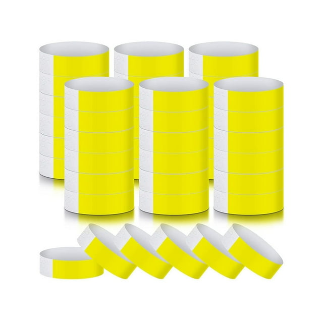Bearachild 6 rollos de pulseras de papel para discoteca, teatro, fiesta, impermeable, Kit surtido, brazalete para eventos, accesorio de bandas Kits de decoración para fiestas Amarillo Bearachild HA084146-04