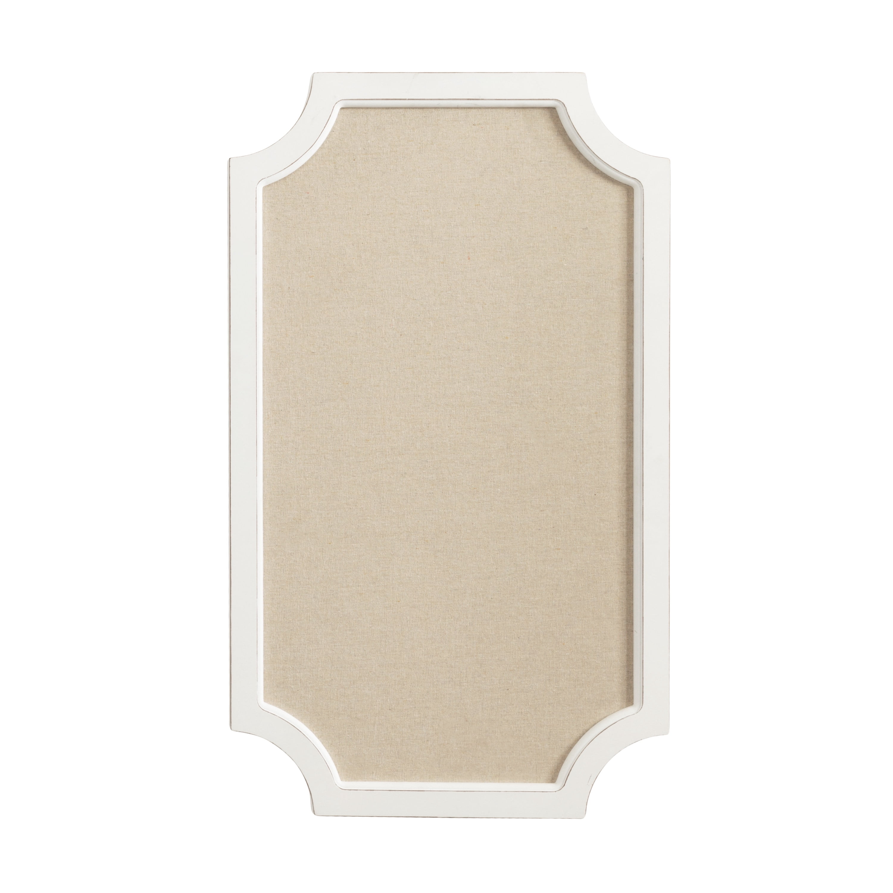 Hogan Framed Scalloped Decorative Wall Pinboard, White, 18 x 30, Rustic Modern Farmhouse Bulletin Board for Wall Organization and Decorative Displays