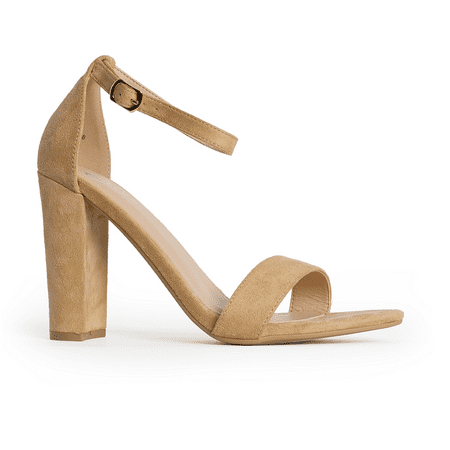 

J.Adams Shirley - Women s High Heel Chunky Party Dress Shoes Ankle Strap Wedding Heeled Sandals - Light Taupe Suede - 10