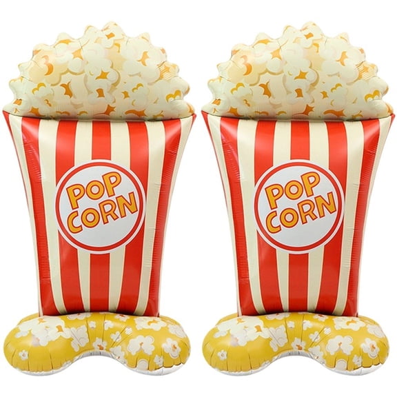 Wiywef 2 Pack Giant Standing Popcorn Balloons - 3D Circus Carnival Foil Popcorn Balloons for Movie Theme Circus Carnival Birthday Shower Christmas Party Favor