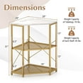 thumbnail image 3 of Costway Corner Printer Stand with Charging Station Adjustable Metal Mesh Shelf White, 3 of 11