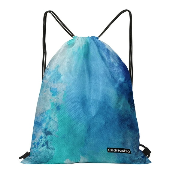 Cadriostro Abstract Blue Green Watercolor Drawstring Backpack Bag for Sports Gym Travel Swimming Yoga Beach