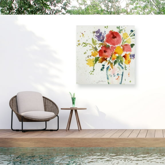Sheila Golden 'White Vase with Bright Flowers' Outdoor All-Weather Wall Decor