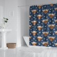 Highland Cow and Flower Print Waterproof Shower Curtain, Weighted Hem ...