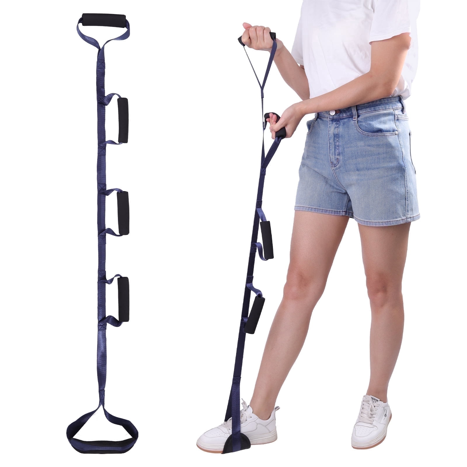 lefeke Leg Lifter Strap with Padded Handgrips & Foot Loop for Hip & Knee Recovery, Mobility Aid for Transfers