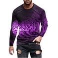 thumbnail image 2 of Blusas y camisas de manga larga con cuello redondo para hombre, blusa informal de manga larga con cuello redondo y estampado de rayas, blusa de poliéster para hombre, 2 of 5