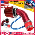 thumbnail image 1 of HLONK Power Flow Cold Air Intake Filter Induction Kit  Aluminum Alloy  Red  76mm/64mm, 1 of 12