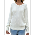 thumbnail image 1 of Chandail-Over Classique en Tricot Torsadé Doux pour Femmes Tenues d'Automne Blanc m, 1 of 1