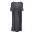 thumbnail image 4 of APEXFWDT Women's Modal Square Neck Nightgown Short Sleeve Pleated Sleep Dress Casual Loose Soft Loungewear,L,Gray, 4 of 7