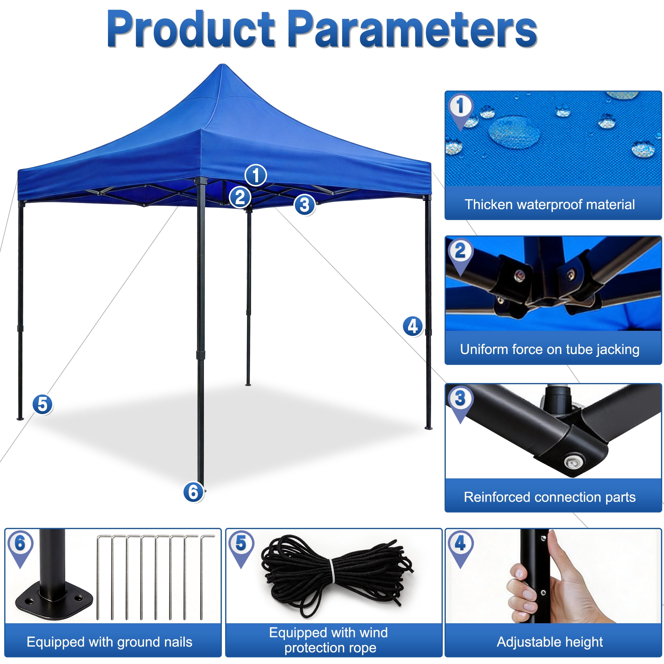 10x10 FT Pop Up Canopy Tent, Easy Setup Canopy Tent for Outside, Portable Outdoor Tent Canopy, Suit for Camping, Events, Parties, Garden, Beach
