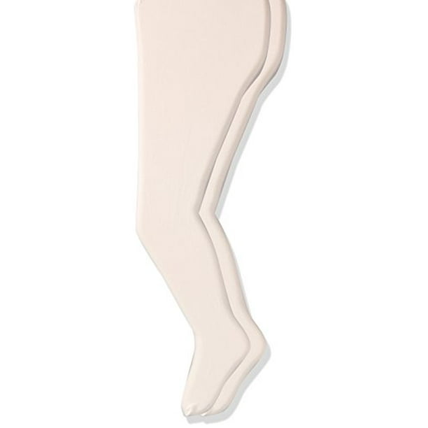 trimfit Girls' Little Nylon Spandex Opaque Tights, 2-Pack, Ivory, 2/4