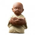 thumbnail image 4 of Portavelas de cerámica BLESIY con estatua de pequeño monje adorable Estilo B, 4 of 8