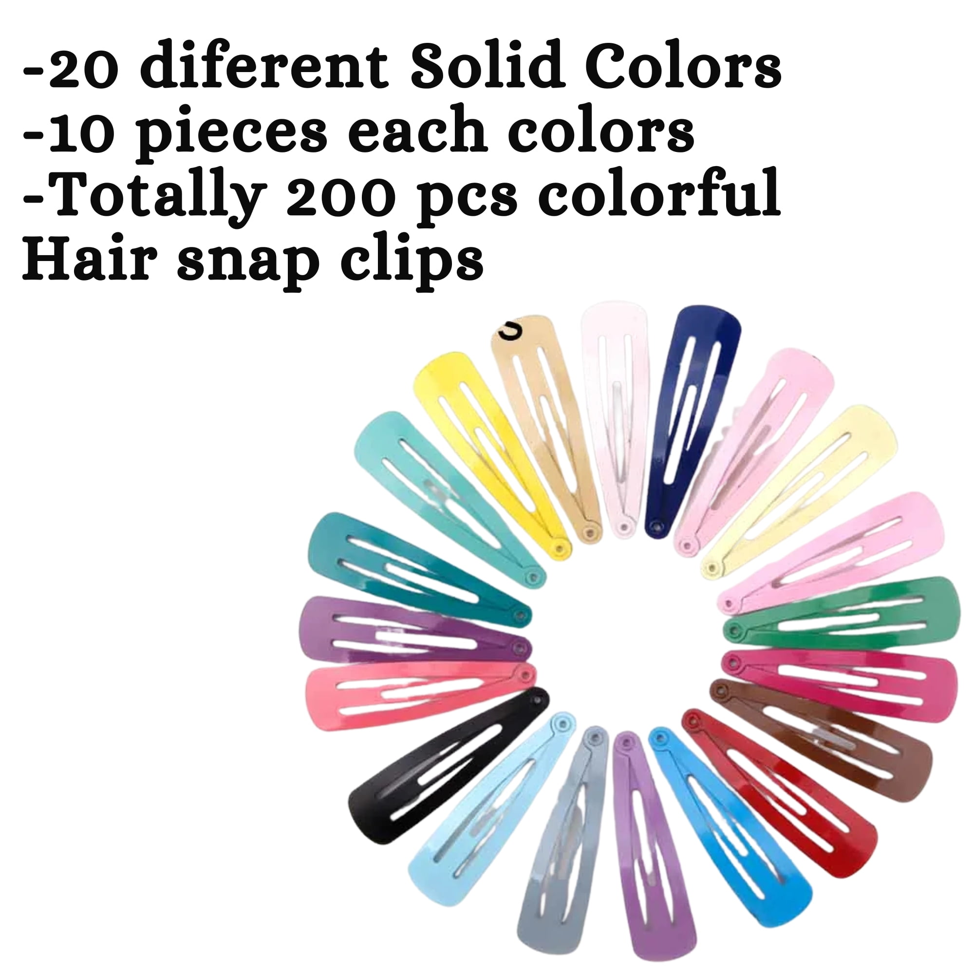 Havilah Snap Hair Clips - 200 Pieces Set Non-slip Metal Hair Clips Cute Kawaii Barrettes for Girls Kids Toddlers - Multi-color