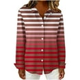 thumbnail image 6 of VEKDONE Womens Shirts Long Sleeve Button Lapel Shirt Fashion Stripe Color Block Blouses Casual Loose Fit Plus Size Tunic Tops, 6 of 6