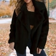 thumbnail image 3 of Women's Fashionable Solid-Color Lapel Mid-Length Plush Coat for Fall and Winter, Warm and Elegant, Winter Clothes for Women,Black,2XL, 3 of 7
