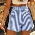 thumbnail image 6 of Binmer Women's Striped High Waist Shorts with Pockets,Casual Loose Fit Summer Beach Vacation Shorts Blue,Women's Plus L, 6 of 8