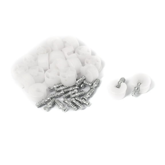 Uxcell 22mm x 20mm x 12mm Metal Peg Studs Plastic Shelf Support Screw Pins White 20 Pcs