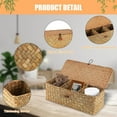 thumbnail image 4 of Wicker Shelf Baskets with Lid, Wicker Basket for Storage,Rectangular Woven Baskets Boxes 3-Section Home Decor Organizer (Orange), 4 of 8