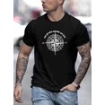 thumbnail image 1 of Camiseta informal de verano para hombre, cuello redondo, 100 % algodón, ligera elasticidad, corte regular, manga corta con estampado "Not all wandering people are lost" (No todos los que andan por ahí, 1 of 6