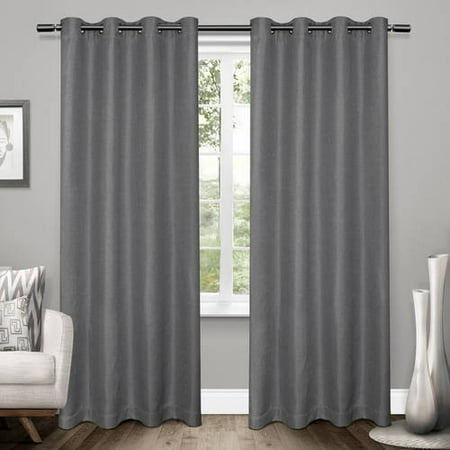 Exclusive Home Curtains 2 Pack Tweed Textured Linen Blackout