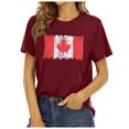 thumbnail image 1 of T-shirt Femme Drapeau du Canada Graphique T-Shirt Feuille d'Érable Canadienne Manches Courtes Patriotique T-Shirts Femme Rouge G, 1 of 4