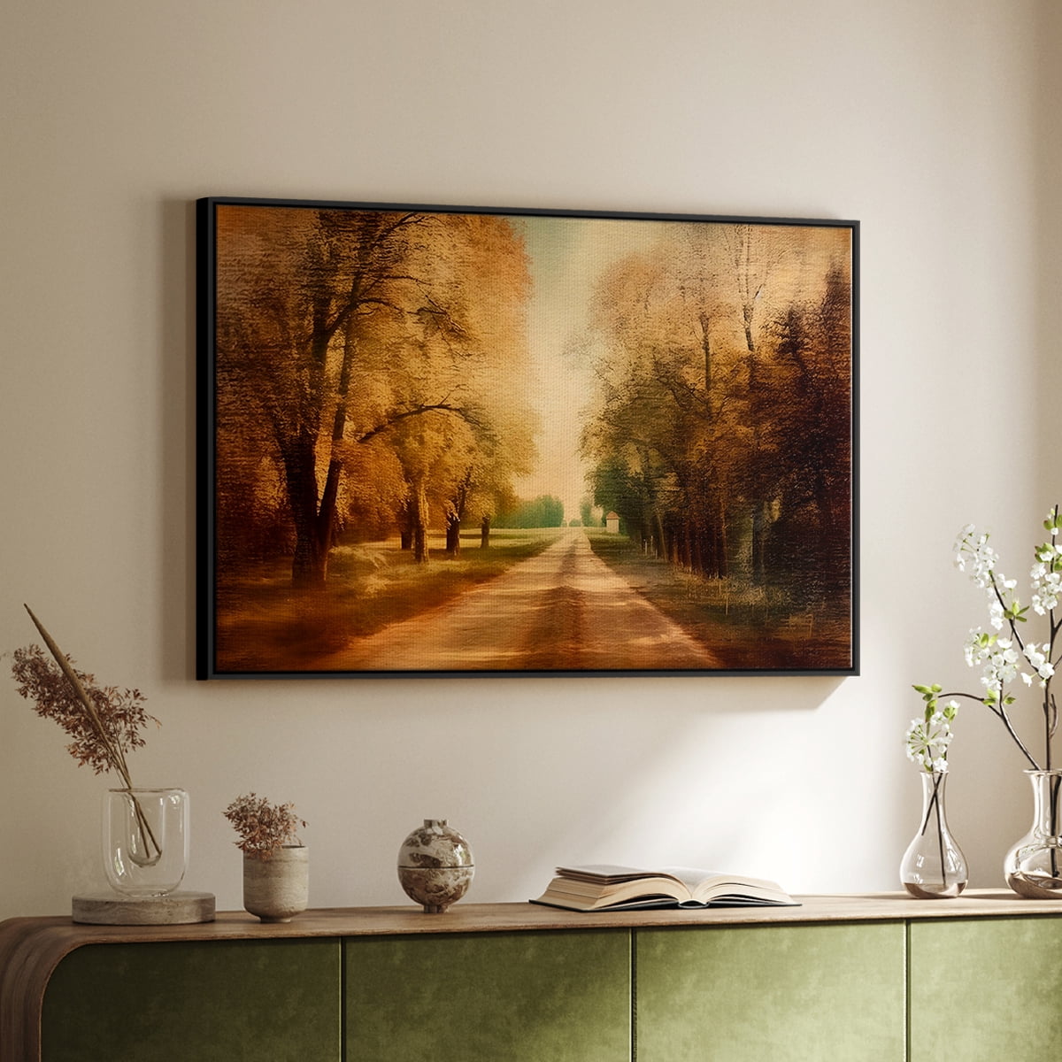 Vintage Landscape-CCXXXII By Wexford Home Framed in Black Wood Gallery Wrapped Canvas 17 in. x 25 in.