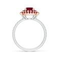 thumbnail image 2 of ANGARA Natural Round 1 ct Ruby Two Tone Ring with Double Halo in 14K White & Rose Gold for Women (Size-6mm) | July Birthstone Jewelry for Her | Natural Ruby Rings, 2 of 10