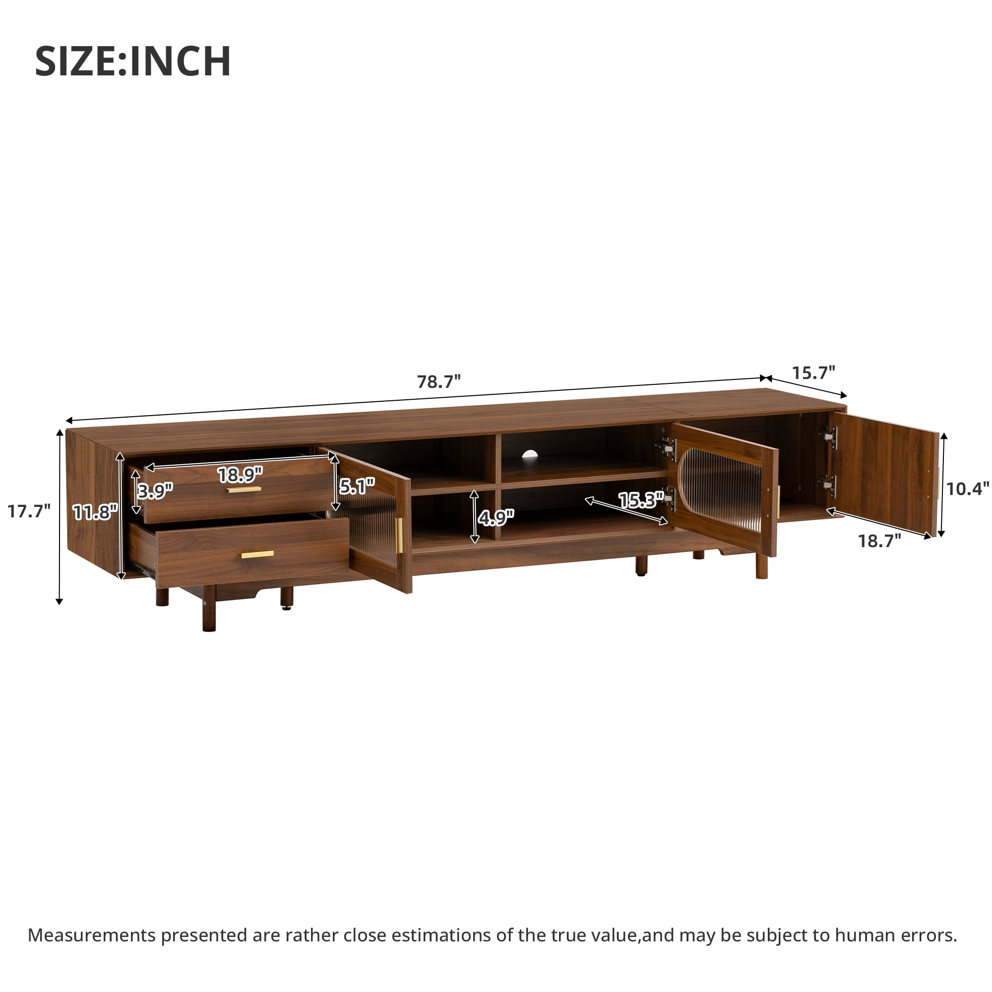 Homy Casa Media Cabinet TV Stand, Living Room Entertainment Center with Storage