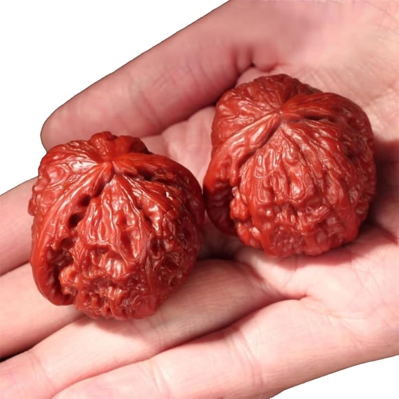 Hand-Carved Chinese Walnut Massage Balls | Stress Relief & Hand Exercise Tools | Natural Wooden Fitness Toys for Adults & Kids | Grip Strengthener & Relaxation Gift