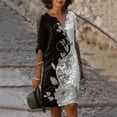thumbnail image 1 of WILLBEST Maxi Vestidos de Mujer Vestido Informal de Verano con Cuello En V y Manga Media con Estampado Retro Extra Grande, 1 of 3