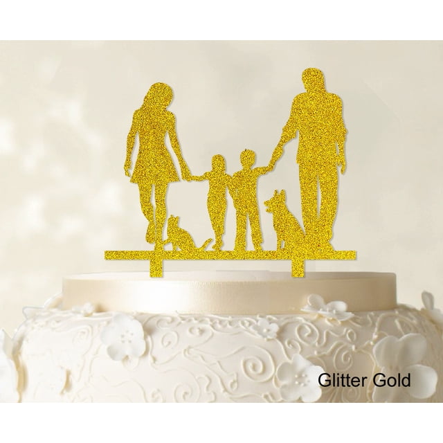 Family Cake Topper Personalized Silhouette Cake Topper Color Option Available 6-8 Inches Wide