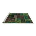 thumbnail image 2 of Ahgly Company Machine Washable Indoor Round Oriental Turquoise Blue Modern Area Rugs, 4' Round, 2 of 4
