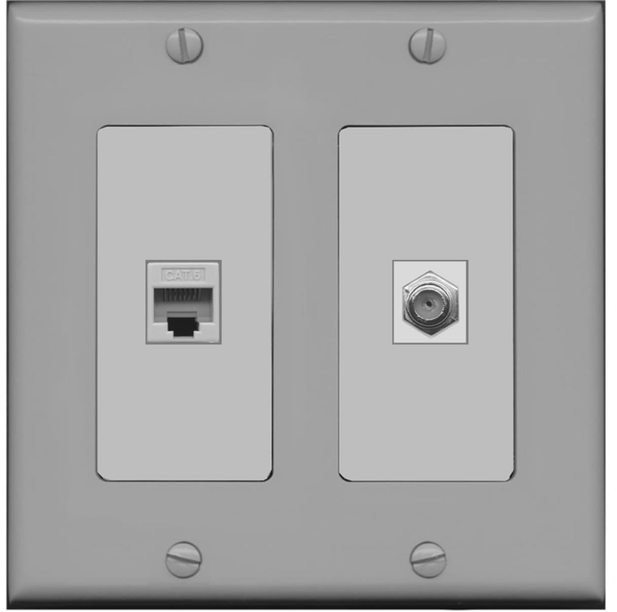 RiteAV 1 Port Coax Cable TV FType 1 Port Cat6 Dual Gang