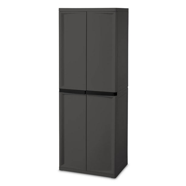 Sterilite Adjustable 4 Shelf Storage Cabinet With Doors Gray 01423v01 Com Sterilite Adjustable 4 Shelf Storage, Sterilite Garage Storage Cabinets